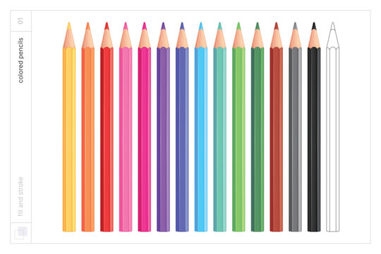 Colored pencils. Vector illustration. Fill and stroke.