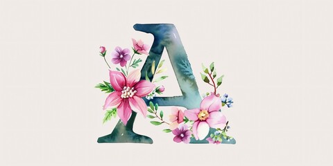 A flower-inspired monogram featuring painted blooms and foliage, suitable for wedding invites, cards, logos, posters, and holiday designs.