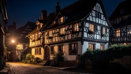 Naklejka premium traditional half timbered house nestled within the heart of a picturesque village