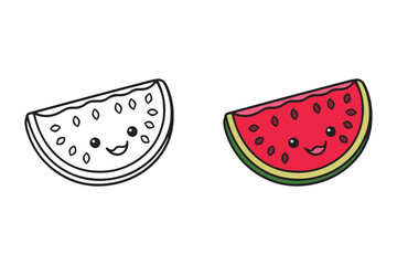 Charming Watermelon Slice Coloring Page for Kids - Coloring Book for Adults and Teens