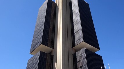 exterior view of Building of the central bank of Brazil, or Banco Central do Brasil, BACEN acronym. In Brasilia, federal capital