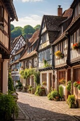traditional half timbered house nestled within the heart of a picturesque village