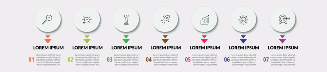 Vector Infographic design business template with icons and 7 options or steps. square design or diagram