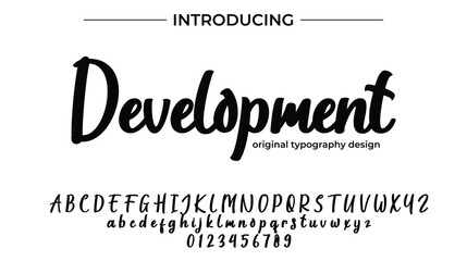 Development Font Stylish brush painted an uppercase vector letters, alphabet, typeface
