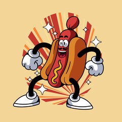 Laughing Jump Mascot Character Illustration Vintage