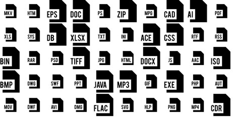 Mega Set Of Vector File Names 20 Glyph Vector Symbols Apps, Websites Ui Designs Suitable For Document,Html,File,File-Name,Extension Vector Illustration Linear Pictogram Pack