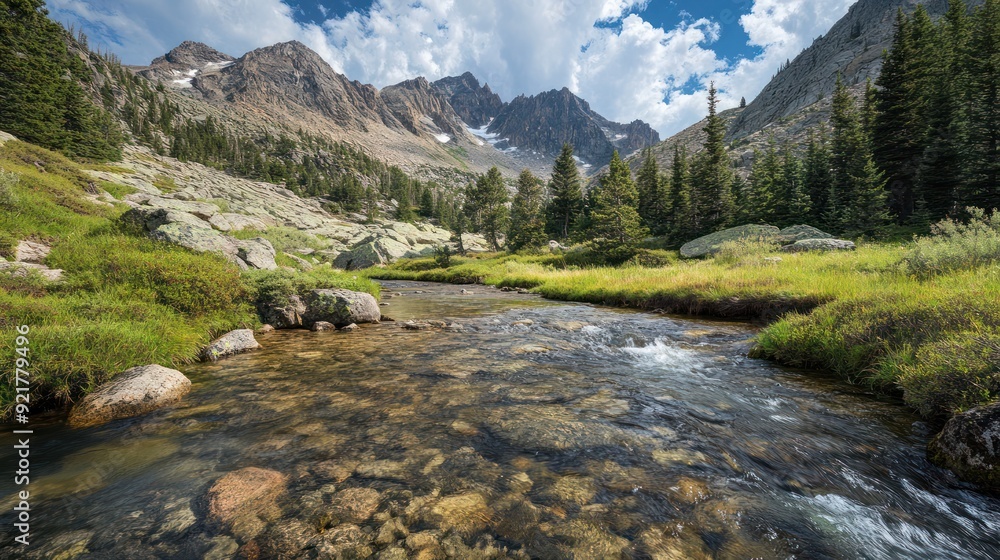 Wall mural mountain river