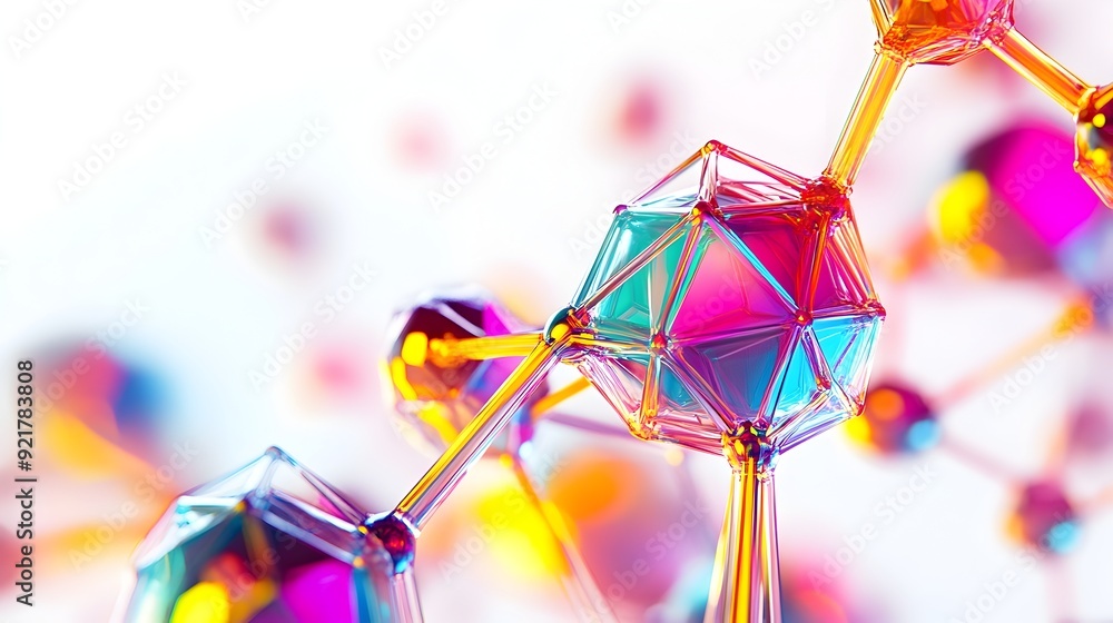 Poster captivating geometric structures in vibrant digital abstraction