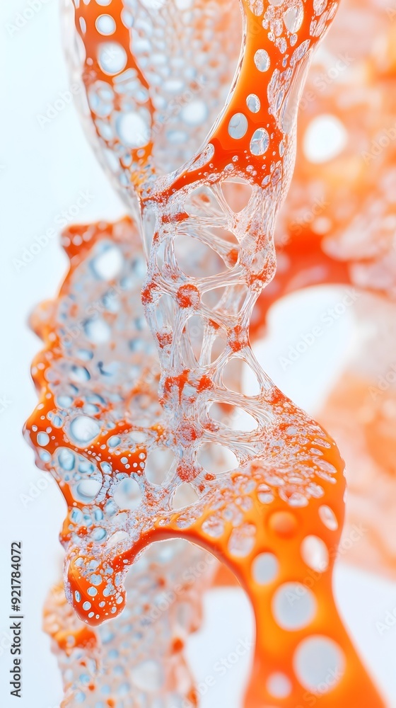 Poster captivating microscopic botanical structures in vibrant shades on minimalist background