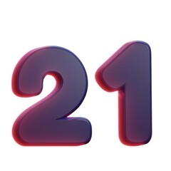 3d 21 number red text design  - 1