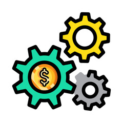 Colored outline money management icon logo vector illustration design, for business and finance theme design