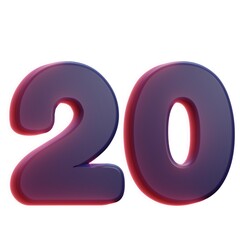 3d 20 number red text design  - 1
