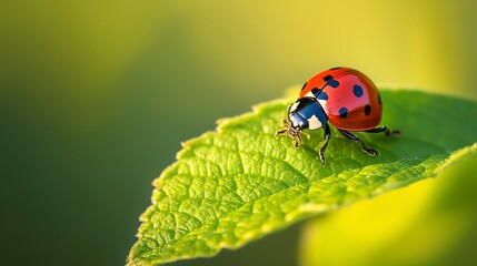 Fototapeta premium ladybug on a leaf macro