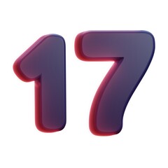 3d 17 number red text design  - 1