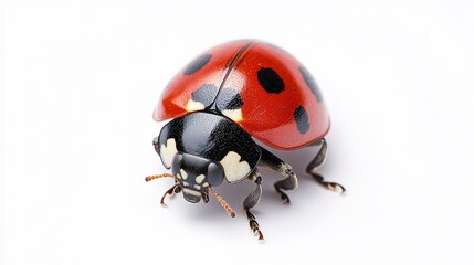 Fototapeta premium Detailed close-up of a ladybug isolated on white background
