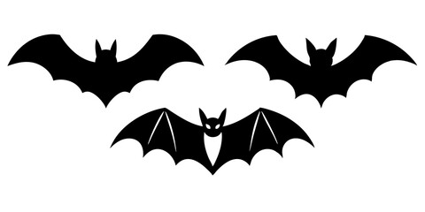 Naklejka premium Bat head icons vector art, Bat bat full black silhouette vector illustration