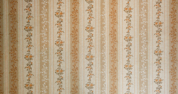 Fototapeta Old wallpaper on the wall. Old wallpaper for texture or background.