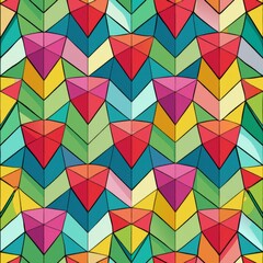 Fototapeta premium Seamless pattern of origami hearts, folded from colorful paper