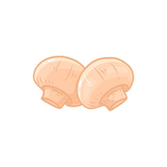 Champignons mushroom isolated on white background. Drawing champignon for menu, label, product packaging, recipe, market. Sketch food. Flat illustration.
