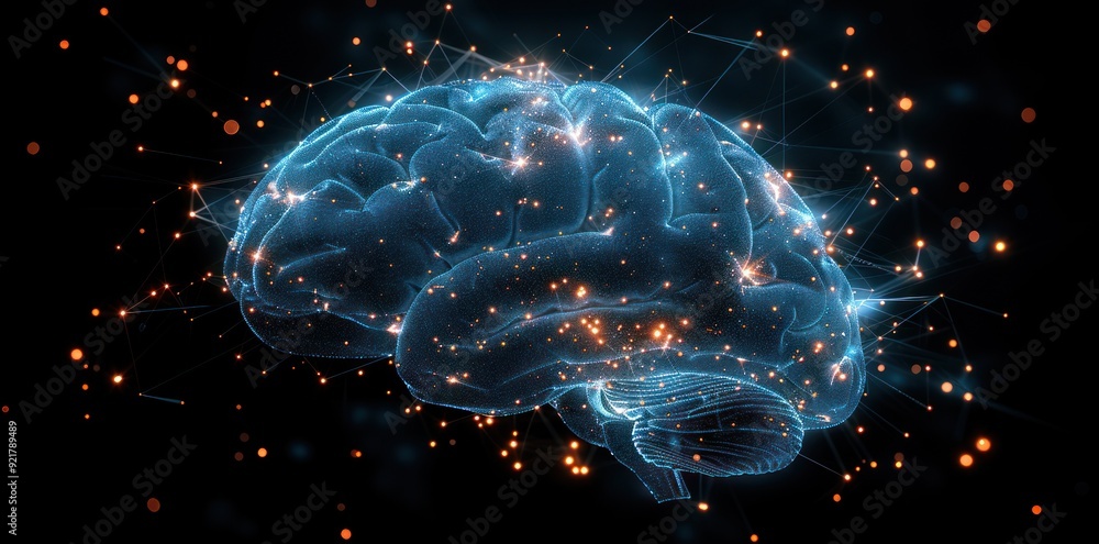 Aufkleber digital brain representation with network connections