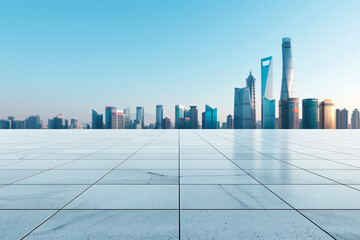 Cityscape image of modern buildings with glass facades in downtown district