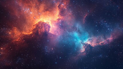 Cosmic Nebula with Stars and Galaxies.