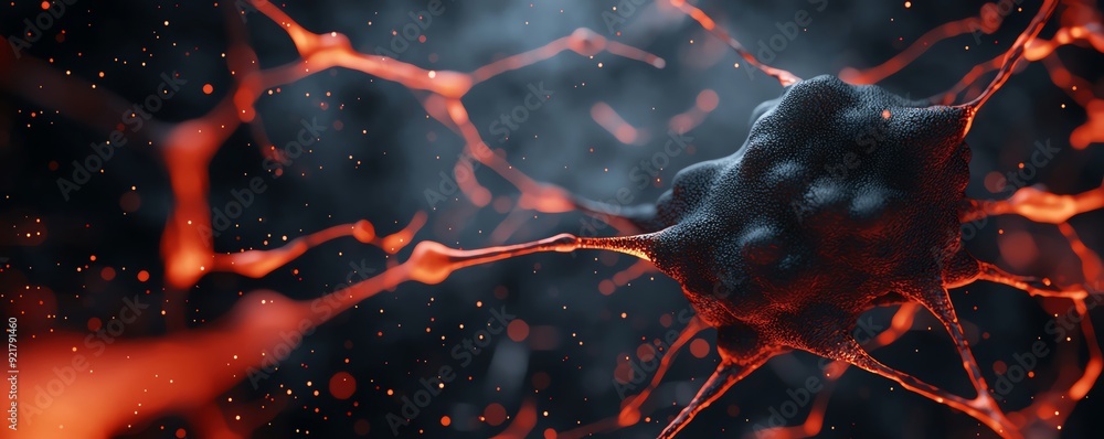 Poster Abstract representation of neural connections highlighting the intricate structure of neurons in a vibrant color palette.