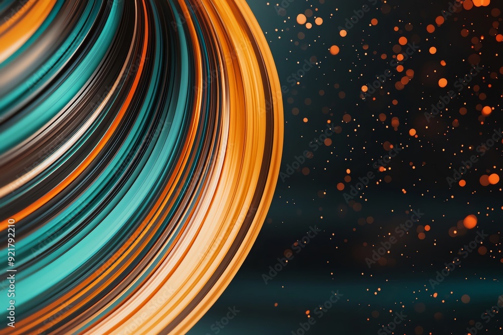 Aufkleber vibrant abstract swirl with orange and teal tones, featuring bokeh effects that create a dynamic vis