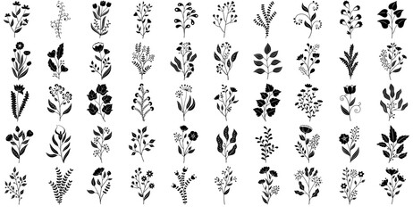 Mega Set Of Vector Floral Branch Vector Symbols Apps, Websites Ui Designs Suitable For Branch,Flower,Ornament,Plant,Floral Vector Illustration Linear Pictogram Pack