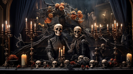 Fototapeta premium portrait of a couple of skeletons