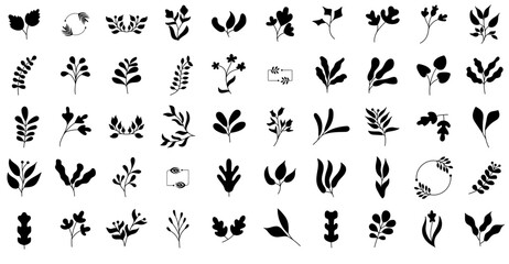 Set Of Linear Floral Solid Vector Symbols Apps, Websites Ui Designs Suitable For Leaves,Circle,Floral,Frame,Leaf Vector Icon Set Linear Pictogram Pack