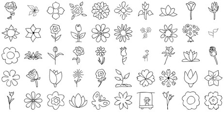 Mega Set Of Vector Flower Vector Symbols Apps, Websites Ui Designs Suitable For Flower,Nature,Plant,Floral Vector Icons Illustration Collection