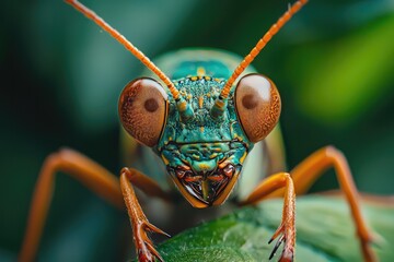 Macro shot of a beautiful closeup of a bright and colorful insect