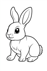 Obraz premium Adorable Rabbit Cartoon - Kids Coloring Book Line Art, Cute Animal Drawing. Generative AI.