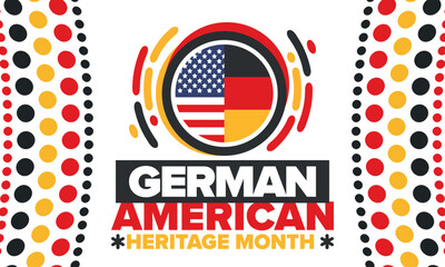 German-American Heritage Month. Happy holiday celebrate annual in October. Germany and United States flag. Culture month. Patriotic design. Poster, card, banner, template. Vector illustration