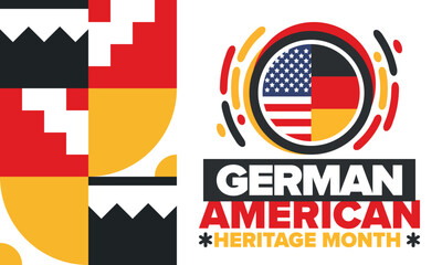 German-American Heritage Month. Happy holiday celebrate annual in October. Germany and United States flag. Culture month. Patriotic design. Poster, card, banner, template. Vector illustration