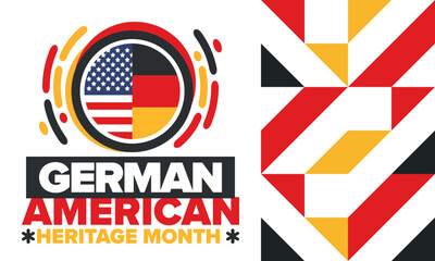 German-American Heritage Month. Happy holiday celebrate annual in October. Germany and United States flag. Culture month. Patriotic design. Poster, card, banner, template. Vector illustration