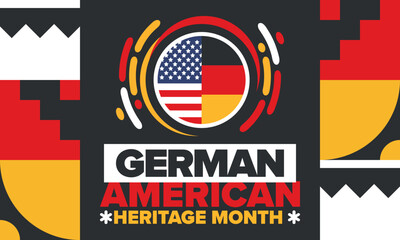 German-American Heritage Month. Happy holiday celebrate annual in October. Germany and United States flag. Culture month. Patriotic design. Poster, card, banner, template. Vector illustration