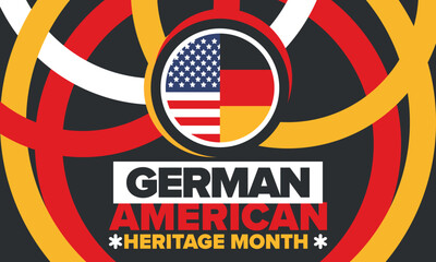 German-American Heritage Month. Happy holiday celebrate annual in October. Germany and United States flag. Culture month. Patriotic design. Poster, card, banner, template. Vector illustration