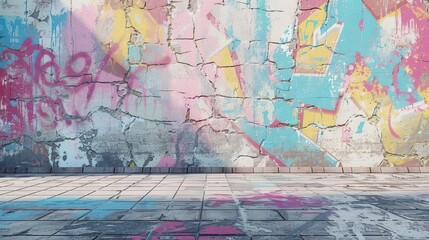 Obraz premium 26 Graffiti marks flat design front view urban protest theme 3D render colored pastel
