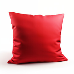 Red Pillow Mockup Isolated on White Background