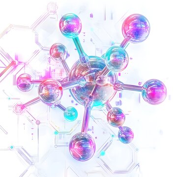 Futuristic Molecular Structure of Sodium Dioctyl Sulfosuccinate with Glowing Circuits and Holographic Effects