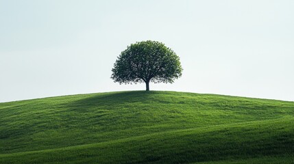 Fototapeta premium Single Tree on a Green Hill.