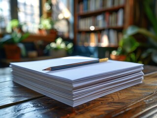 Stack of Blank Drawing Paper on Student Desk