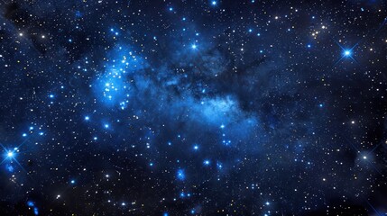 Naklejka premium A Blue Nebula with Scattered Stars and Galactic Dust
