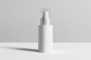 Minimalistic White Cosmetic Airless Pump Bottle - Professional Beauty Product Shot for Skincare Branding and Design