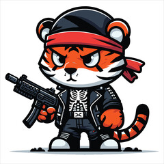 Tiger Gangster sticker vector illustration 