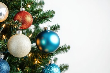 Close-up of Christmas tree with colorful ornaments