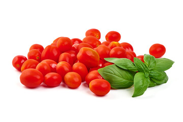 Fresh cherry tomatoes, isolated on white background.