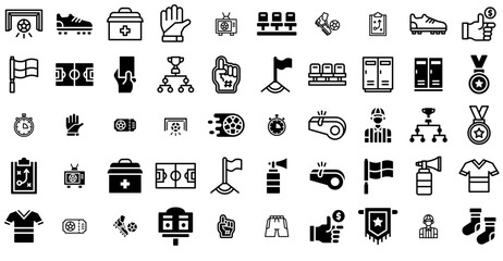 A Collection Of Football Soccer Vector Symbols Apps, Websites Ui Designs Suitable For Sport,Competition,Stadium,Football,Soccer Infographic Simple Vector Illustration Logo